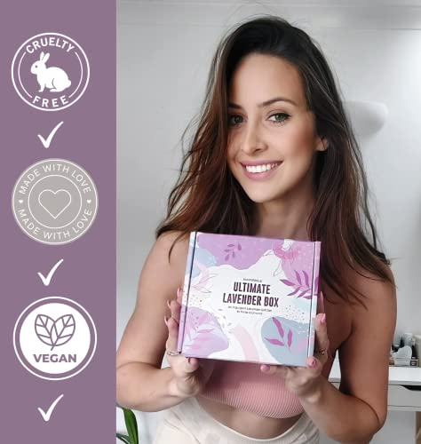 Pamper Gift Set for Women, Lavender Relaxation Self Care Spa Hamper, 7pc Wellbeing Present with Bath Salts, Soap and Body Scrub