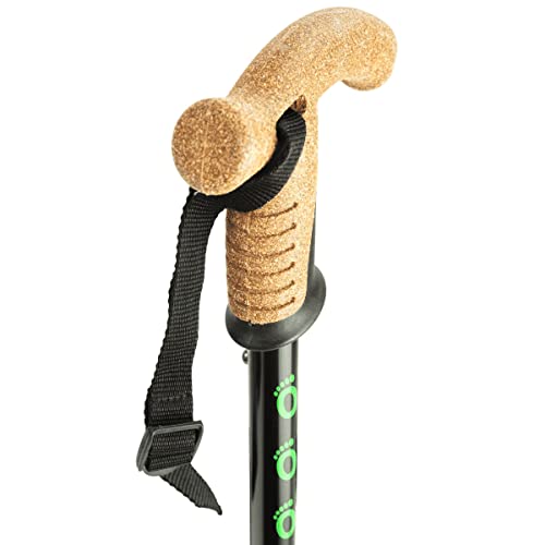 Flexyfoot Shock Absorbing Cork Handle Walking Stick - Improved Comfort, Improved Grip, Improved Safety – Colour: Black