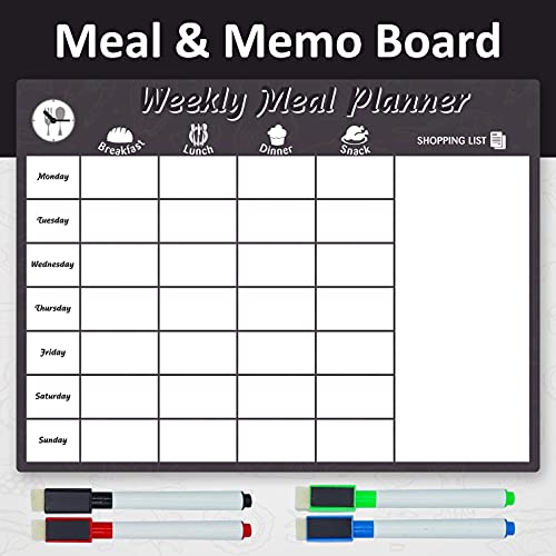 Avos-Deals-Global Grey Magnetic Meal Food Planner Dry Erase for Fridge, 2021 Weekly Memo, Grocery, Shopping List to Do List Organiser – Inc 4 Markers & Eraser