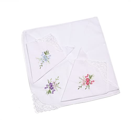 smart sisi Cotton Embroidery Ladies' Vintage Floral Lace Handkerchiefs for Wedding Party 6 pack