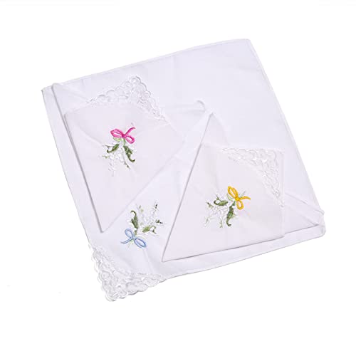 smart sisi Cotton Embroidery Ladies' Vintage Floral Lace Handkerchiefs for Wedding Party 6 pack