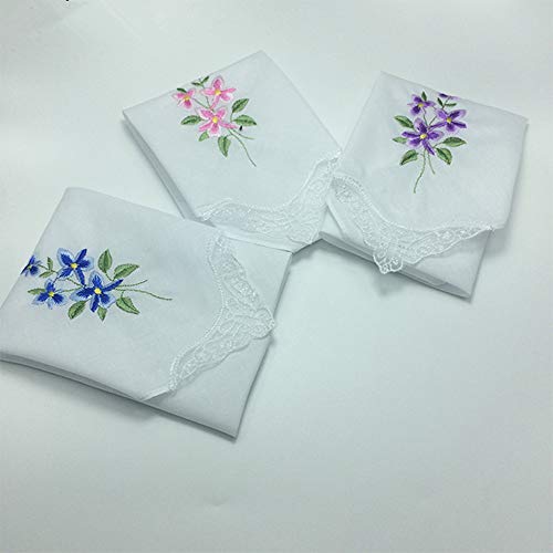 smart sisi Cotton Embroidery Ladies' Vintage Floral Lace Handkerchiefs for Wedding Party 6 pack