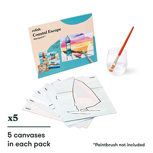 Relish - Dementia Aquapaints Activities - Pack of 5 Reusable Water Painting Toys, Coastal Escape, Alzheimer’s Products & Gifts for Elderly/Seniors