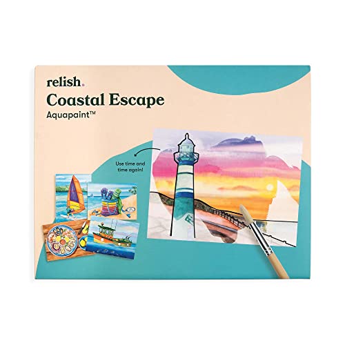 Relish - Dementia Aquapaints Activities - Pack of 5 Reusable Water Painting Toys, Coastal Escape, Alzheimer’s Products & Gifts for Elderly/Seniors