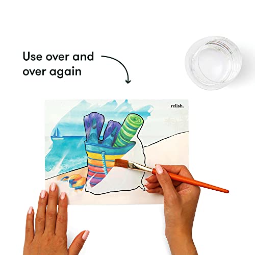 Relish - Dementia Aquapaints Activities - Pack of 5 Reusable Water Painting Toys, Coastal Escape, Alzheimer’s Products & Gifts for Elderly/Seniors