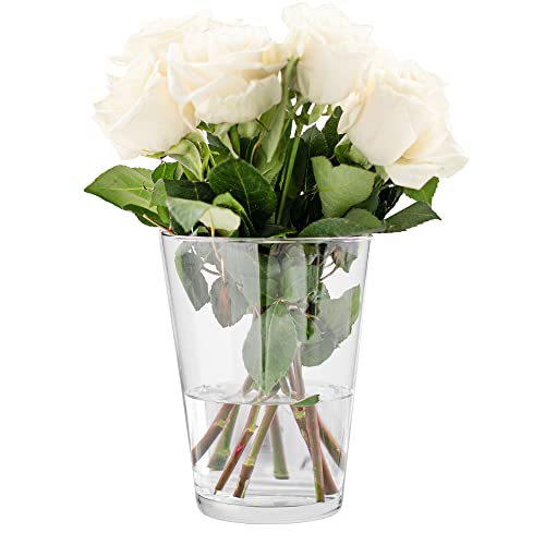 TREND FOR HOME Glass Vases for Flowers Large Glass Vase Flower Vase Glass Transparent Vase Decorations for Living Room Clear Floral Vase for Dining Table | 19.5 cm Tall | Alyssa | 1965 ml