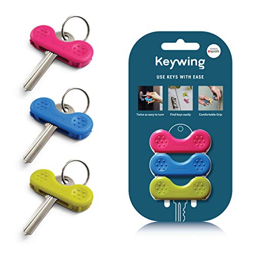 Keywing Key Turner Aid - 3 Pack. Makes Keys so Much Easier to find, Grip and Turn. Perfect for Arthritis, MS or Parkinsons Gift, Elderly with weak Hands, Key Finder and Holder.