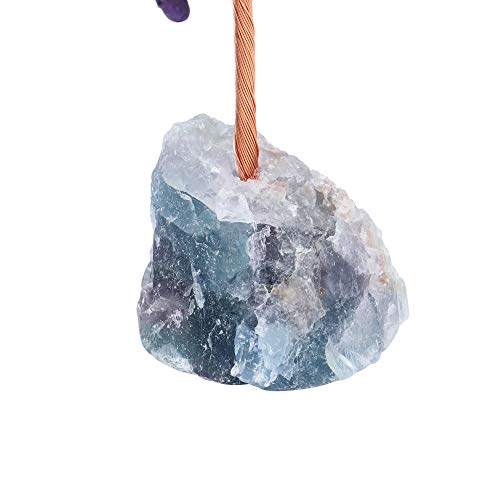 CrystalTears Amethyst Crystal Tree Natural Reiki Healing Crystals Gemstone Bonsai Money Trees Wrapped on Fluorite Crystals Stone Base Feng Shui Crystal Tree for Home Decor Valentines Gift 4.7"-5.1"