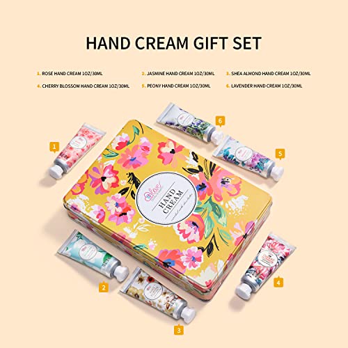 Hand Cream Gift Set, Gifts for Women, Hand Cream Set Enriched with Shea Butter and Glycerin for Dry Hands, Pack of 6 Hand Lotion Travel Size Hand Cream, Gift Sets for Women, Birthday gifts