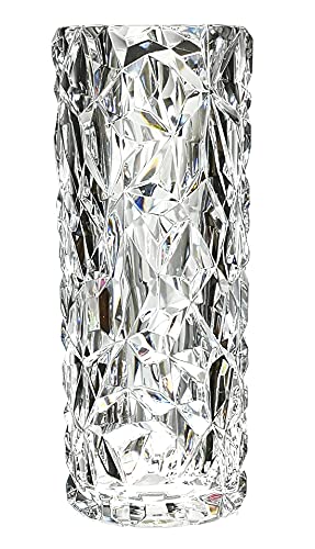 Shatter Proof Unbreakable Plastic Vase for Home Decor Thickened Heavy Crystal Clear Vase for Flower Diamond Shape Like Glass Large Size Vase for Wedding Party 29cm'' High × 11cm'' Wide