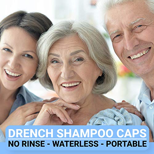 Drench! Medical No Water Shampoo Caps [5-Pack] - Waterless Shampoo and Conditioner - Dry Hair Wash Caps for The Elderly or Bedridden - Contains Aloe Vera, Vitamin E and Provitamin B5