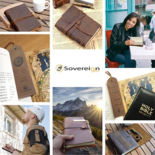 Leather Journal Gift Set Handmade Antique Leather Bookmark + Pen, Rustic Writing Notebook Present With Box Unlined Bound Daily Notepad For Men & Women, Travel Diary Ideal To Write In Sketching 18x13cm