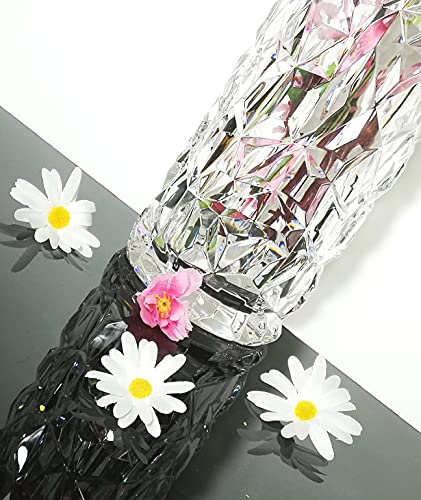 Shatter Proof Unbreakable Plastic Vase for Home Decor Thickened Heavy Crystal Clear Vase for Flower Diamond Shape Like Glass Large Size Vase for Wedding Party 29cm'' High × 11cm'' Wide