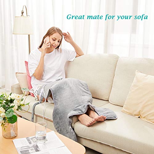 Electric Heating Pad for Back Neck and Shoulders (60x100cm) Fast-Heat Heated Warmer with Waist Strap, 3 Heat Levels, Auto-Off Timer, Mia&Coco - Comfort Grey