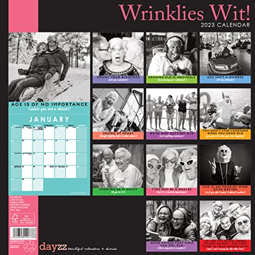 2023 Wrinklies Wit Square Hanging Wall Calendar - No Plastic - 12" x 12" Planner, Age, Elderly, Funny, Humorous, Organiser, Home, Family, Schedule, Agenda, Gift