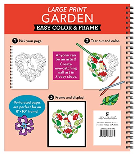 Large Print Easy Color & Frame - Garden (Adult Coloring Book)